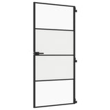 Vidaxx porte intérieure étroite 93x201,5 cm verre trempé et aluminium noir