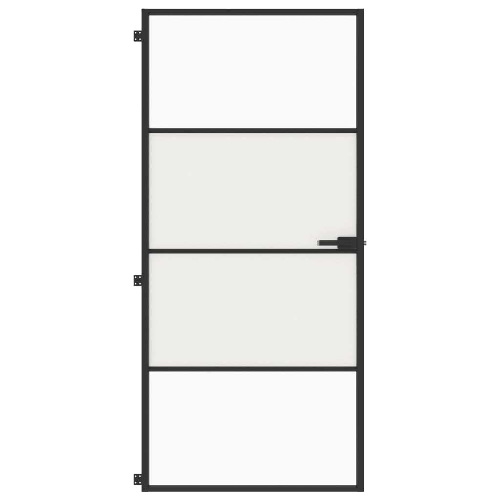 Vidaxx porte intérieure étroite 93x201,5 cm verre trempé et aluminium noir