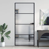 Vidaxx porte intérieure étroite 93x201,5 cm verre trempé et aluminium noir