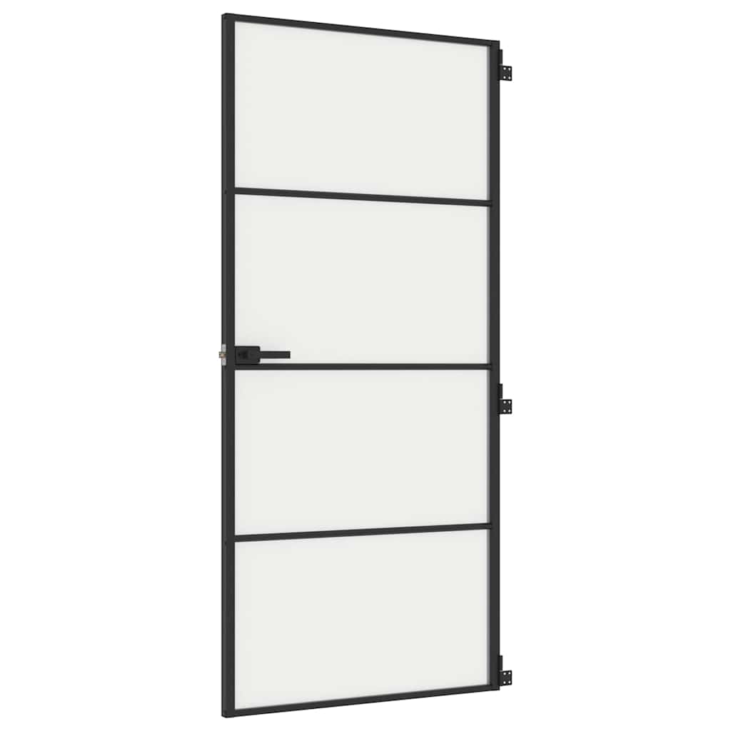 Vidaxx porte intérieure étroite 93x201,5 cm verre trempé et aluminium noir