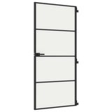Vidaxx porte intérieure étroite 93x201,5 cm verre trempé et aluminium noir