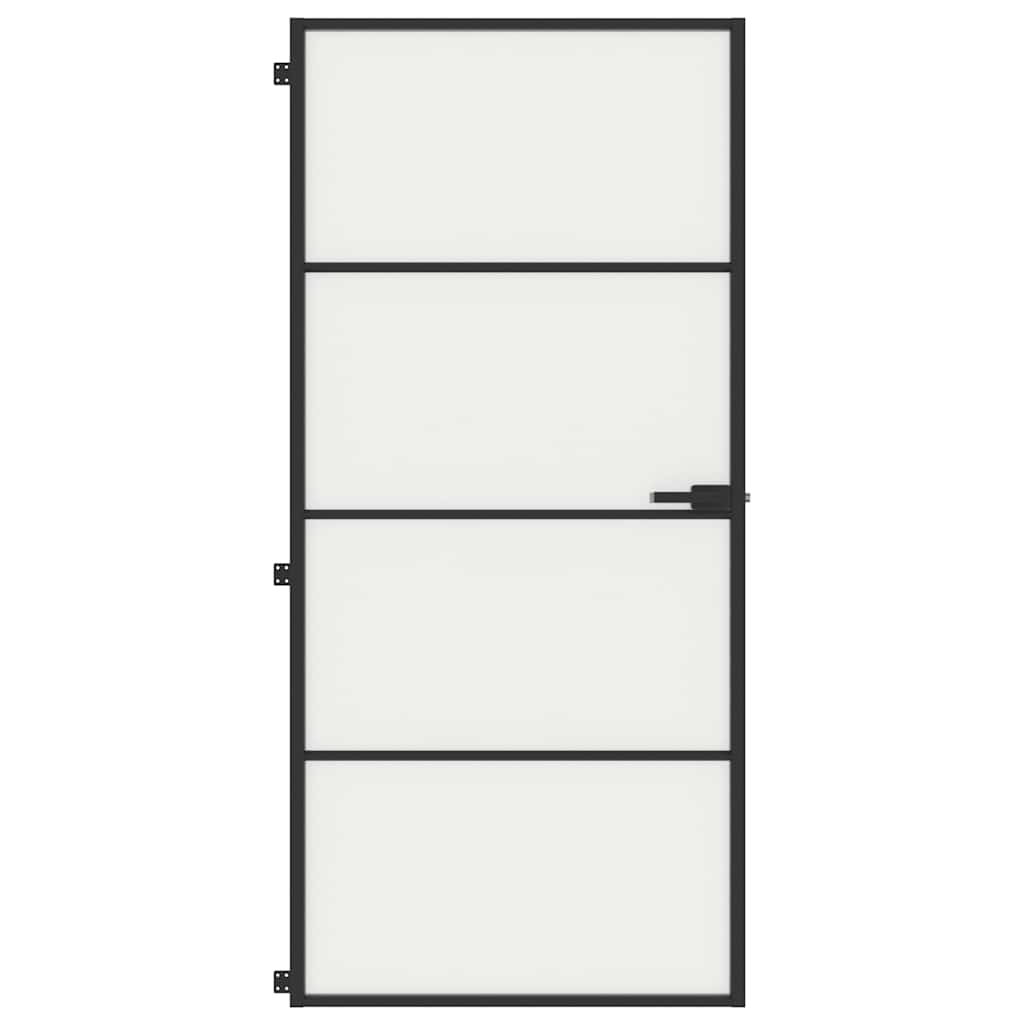 Vidaxx porte intérieure étroite 93x201,5 cm verre trempé et aluminium noir