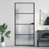 Vidaxx porte intérieure étroite 93x201,5 cm verre trempé et aluminium noir