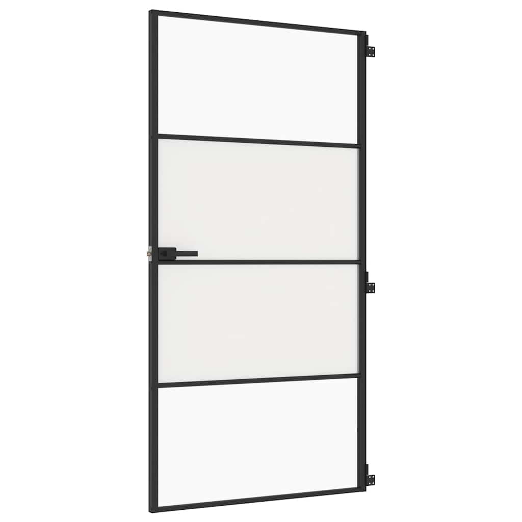 Vidaxx porte intérieure étroite 102,5x201,5 cm verre trempé et aluminium noir