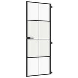 VidaXL Porte intérieure étroite 76x201,5 cm verre trempé et aluminium noir