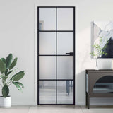 VidaXL Porte intérieure étroite 76x201,5 cm verre trempé et aluminium noir