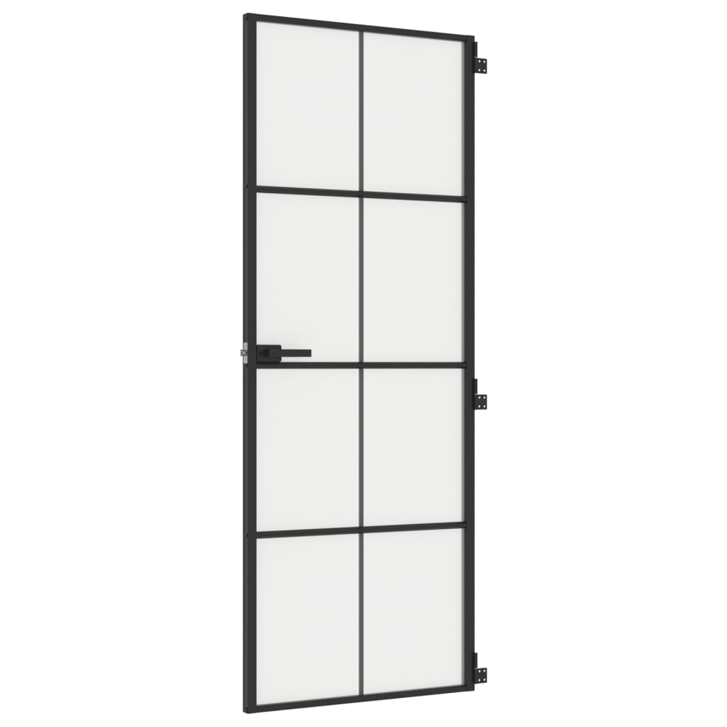 Vidaxl bannent der Dier schmuel 76x201.5 cm häerteg Glas an Aluminium schwaarz