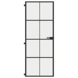 Vidaxl puerta interior estrecha 76x201.5 cm de vidrio endurecido y negro de aluminio