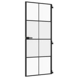 Vidaxx porte intérieure étroite 83x201,5 cm verre trempé et aluminium noir