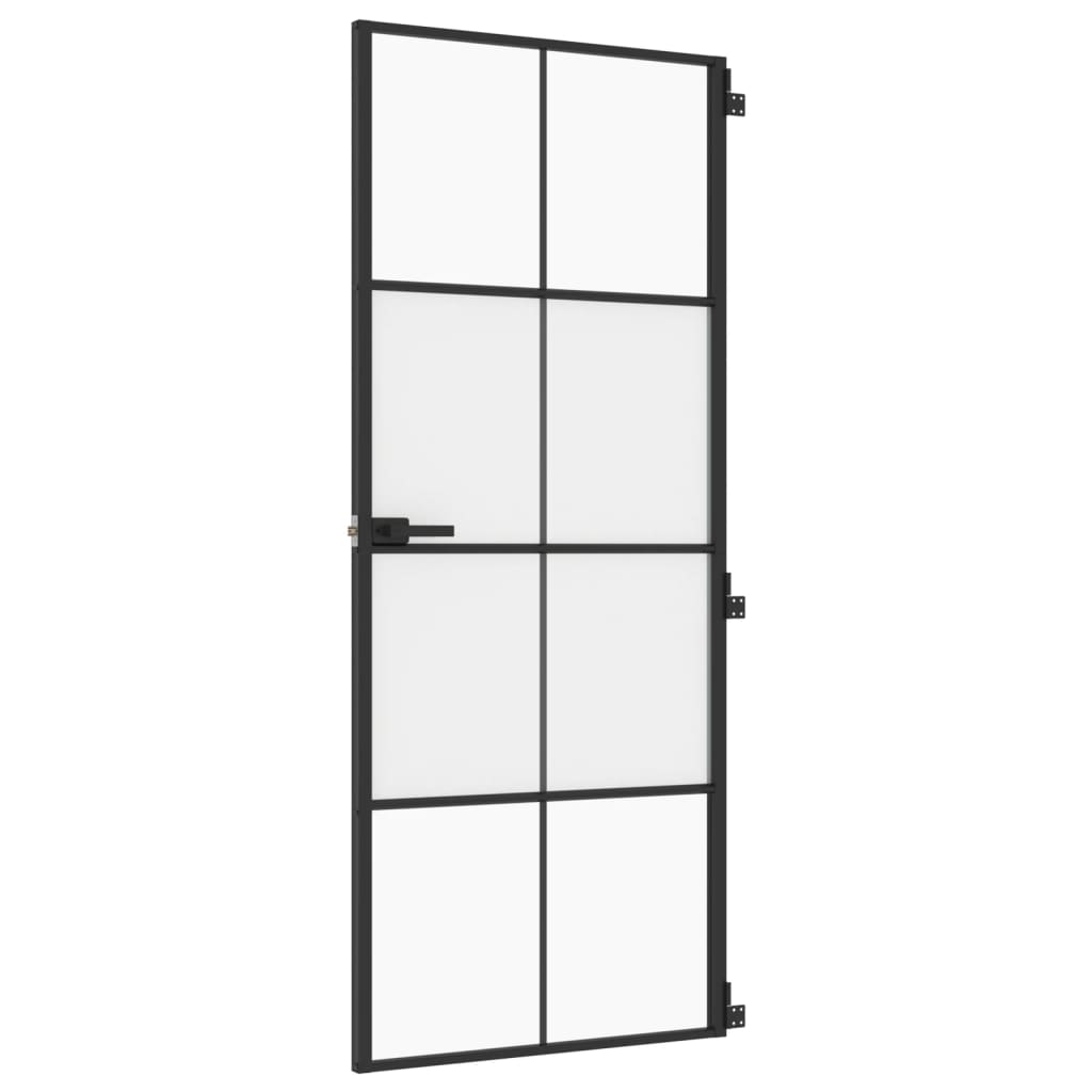 Vidaxl Innenür schmal 83x201,5 cm gehärtetes Glas und Aluminiumschwarz