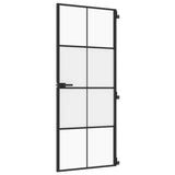 Vidaxl Innenür schmal 83x201,5 cm gehärtetes Glas und Aluminiumschwarz