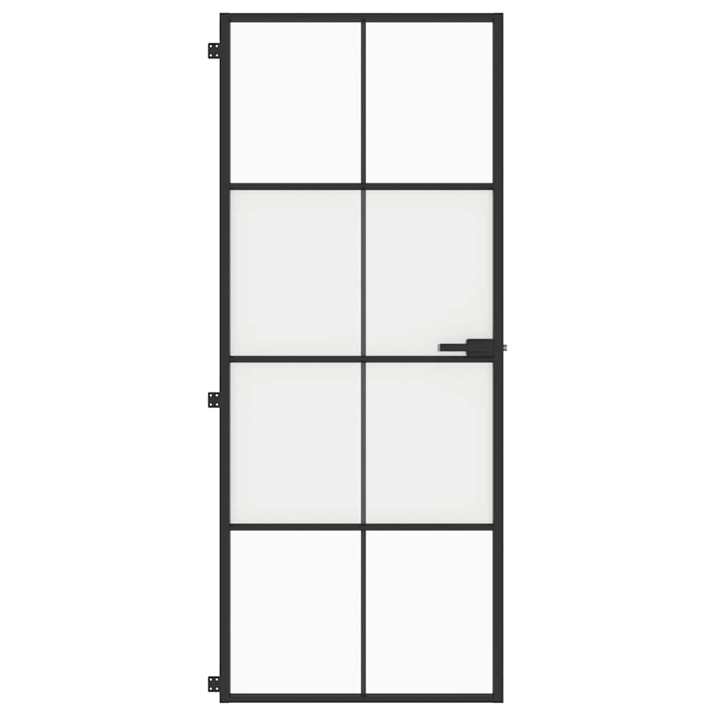 Vidaxx porte intérieure étroite 83x201,5 cm verre trempé et aluminium noir