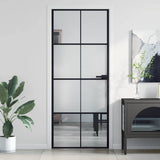 Vidaxx porte intérieure étroite 83x201,5 cm verre trempé et aluminium noir
