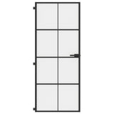 Vidaxl puerta interior estrecha 83x201.5 cm de vidrio endurecido y negro de aluminio