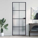 Vidaxx porte intérieure étroite 83x201,5 cm verre trempé et aluminium noir