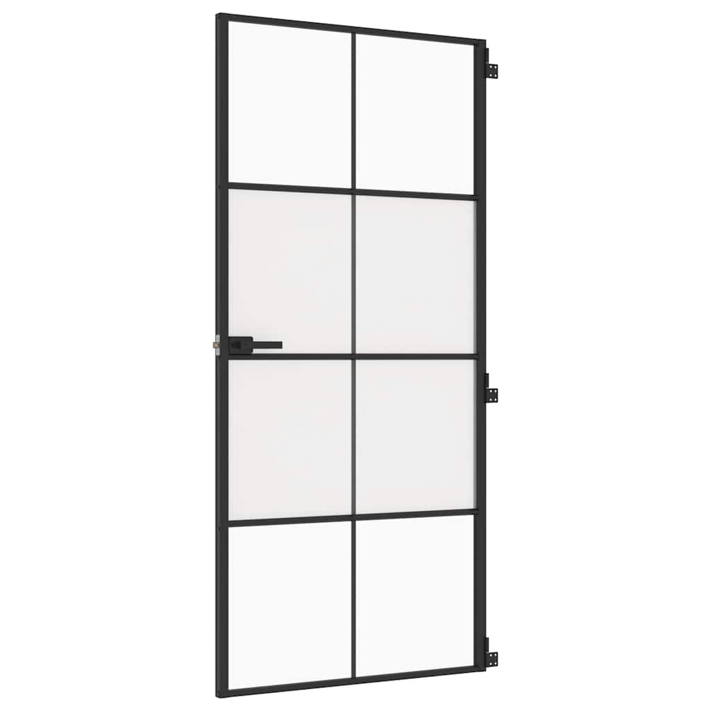Vidaxx porte intérieure étroite 93x201,5 cm verre trempé et aluminium noir