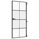 Vidaxx porte intérieure étroite 93x201,5 cm verre trempé et aluminium noir
