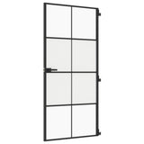 Vidaxl Innenür schmal 93x201,5 cm gehärtetes Glas und Aluminiumschwarz