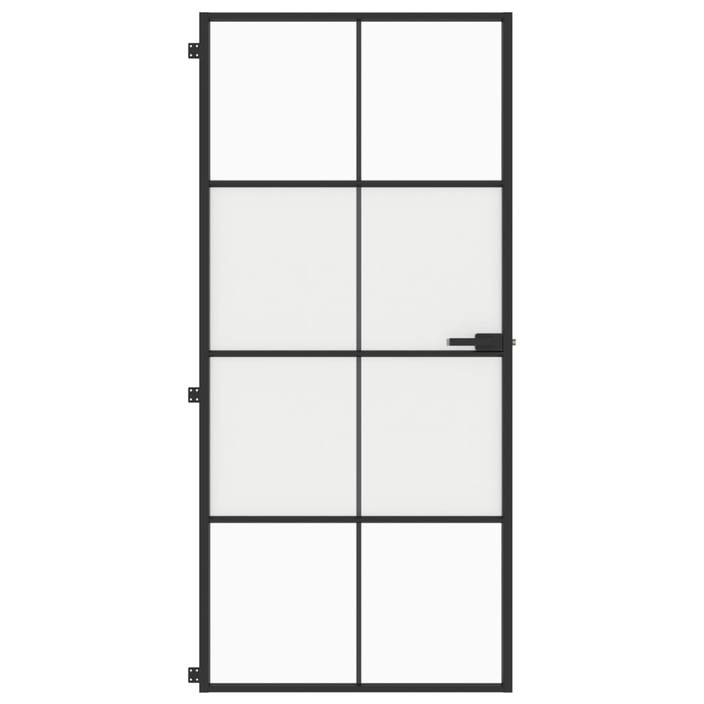 Vidaxl Innenür schmal 93x201,5 cm gehärtetes Glas und Aluminiumschwarz