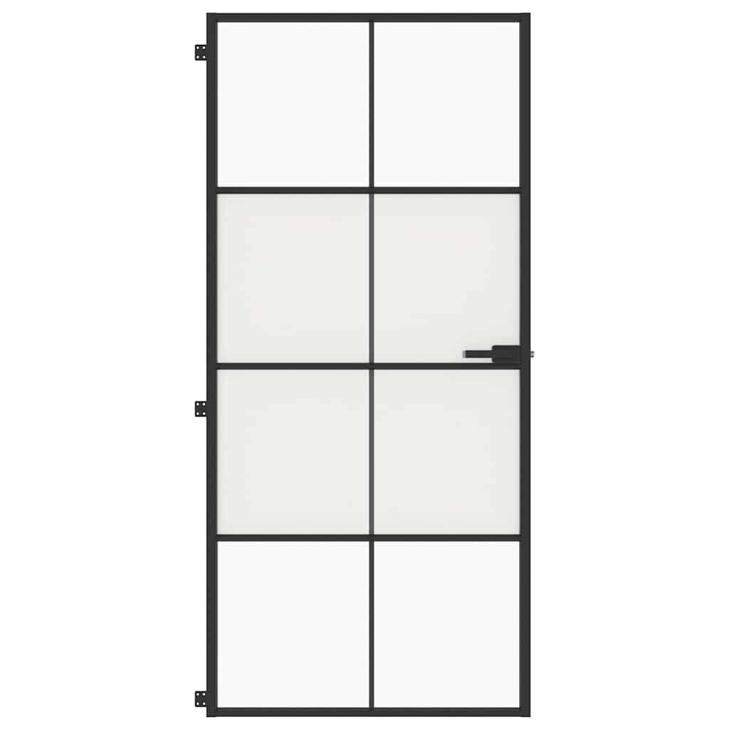 Vidaxx porte intérieure étroite 93x201,5 cm verre trempé et aluminium noir