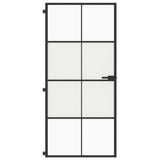 Vidaxx porte intérieure étroite 93x201,5 cm verre trempé et aluminium noir