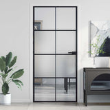 Vidaxx porte intérieure étroite 93x201,5 cm verre trempé et aluminium noir