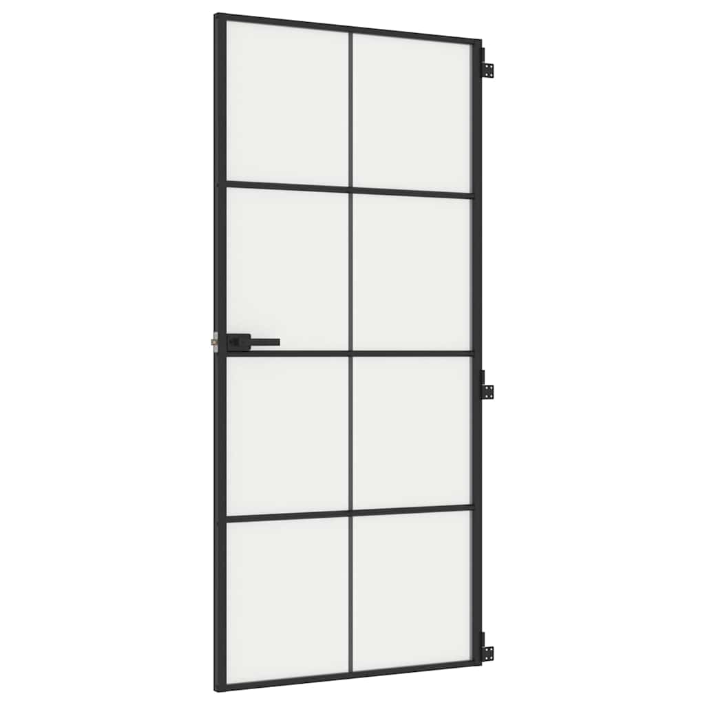 Vidaxx porte intérieure étroite 93x201,5 cm verre trempé et aluminium noir