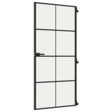 Vidaxx porte intérieure étroite 93x201,5 cm verre trempé et aluminium noir