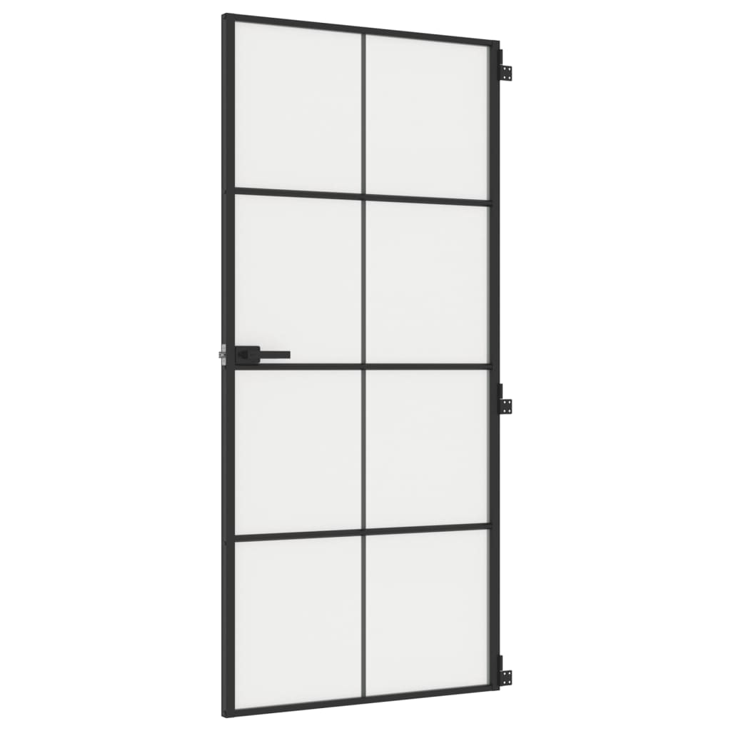 Vidaxl Innenür schmal 93x201,5 cm gehärtetes Glas und Aluminiumschwarz