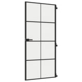 Vidaxl Innenür schmal 93x201,5 cm gehärtetes Glas und Aluminiumschwarz