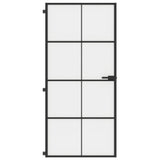 Vidaxl Innenür schmal 93x201,5 cm gehärtetes Glas und Aluminiumschwarz