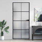 Vidaxx porte intérieure étroite 93x201,5 cm verre trempé et aluminium noir