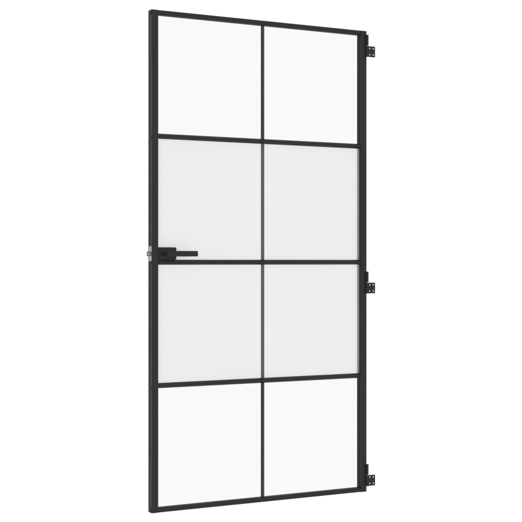 Vidaxl Innerdörr smal 102.5x201.5 cm härdat glas och aluminium svart