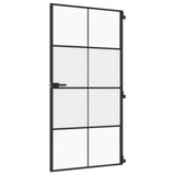 Vidaxl puerta interior estrecha 102.5x201.5 cm de vidrio endurecido y negro de aluminio