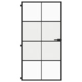 Vidaxl puerta interior estrecha 102.5x201.5 cm de vidrio endurecido y negro de aluminio