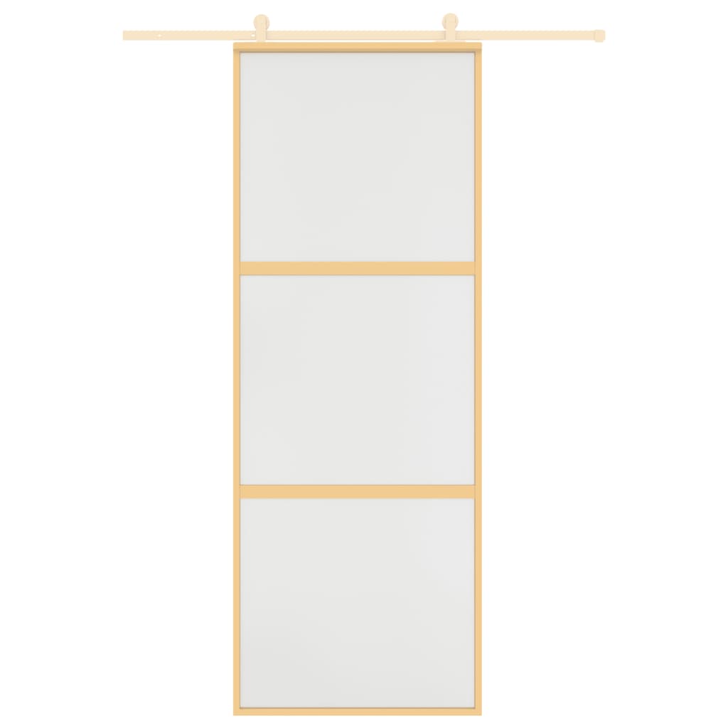 VidaXL Schuifdeur 76x205 cm mat ESG-glas en aluminium goudkleurig