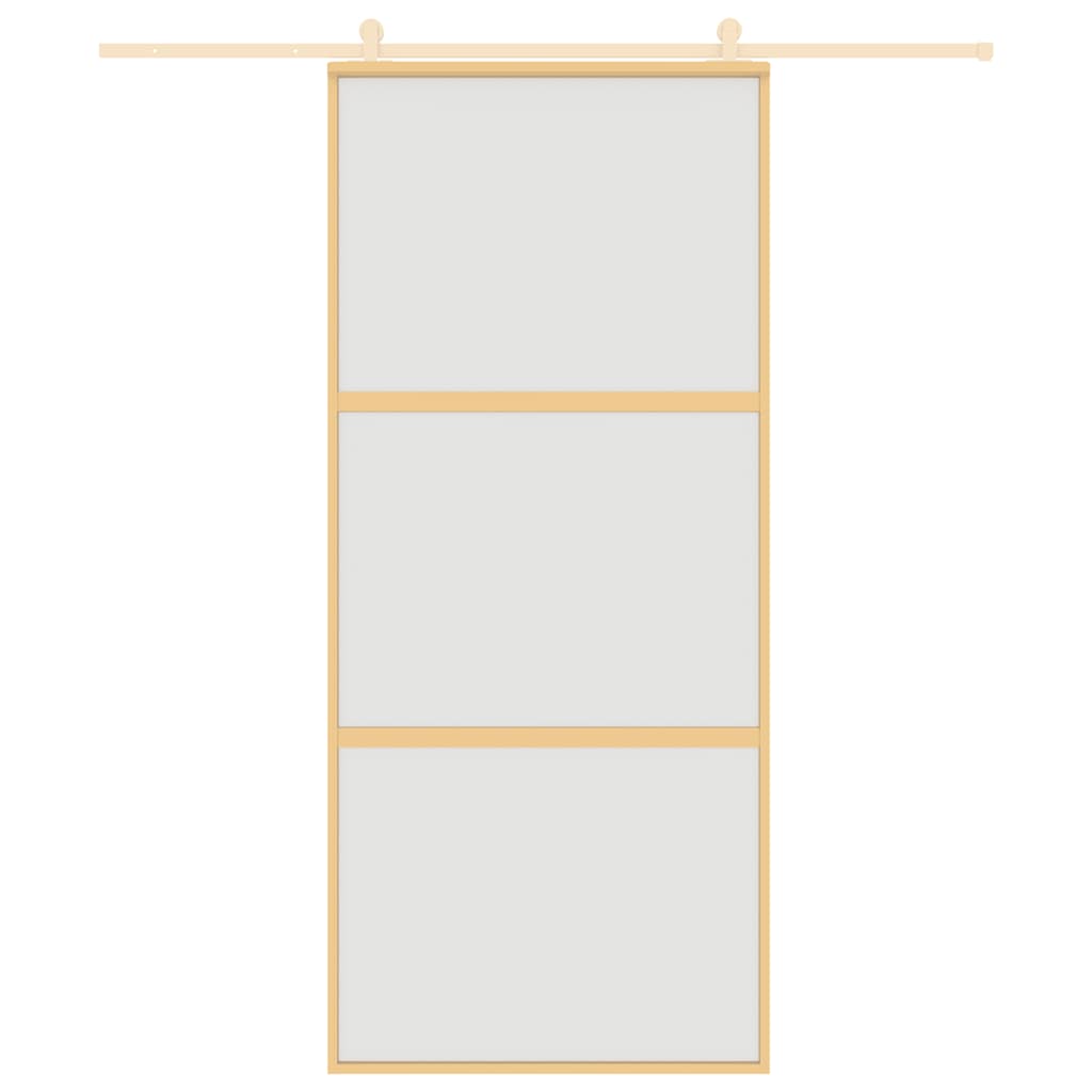 VidaXL Porte coulissante 90x205 cm verre ESG mat et aluminium doré