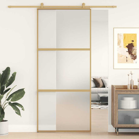 VidaXL Porte coulissante 90x205 cm verre ESG mat et aluminium doré