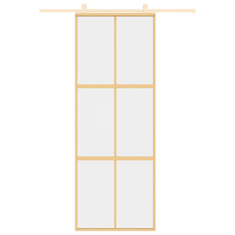 Vidaxx porte coulissante 76x205 cm verre ESG clair et aluminium doré