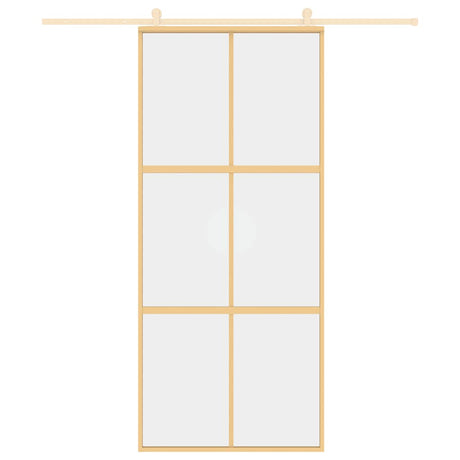 Vidaxx porte coulissante 90x205 cm verre ESG clair et aluminium doré