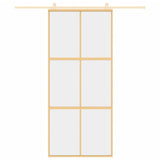 Vidaxl Schiebetür 90x205 cm klares ESG -Glas und Aluminium Gold gefärbt