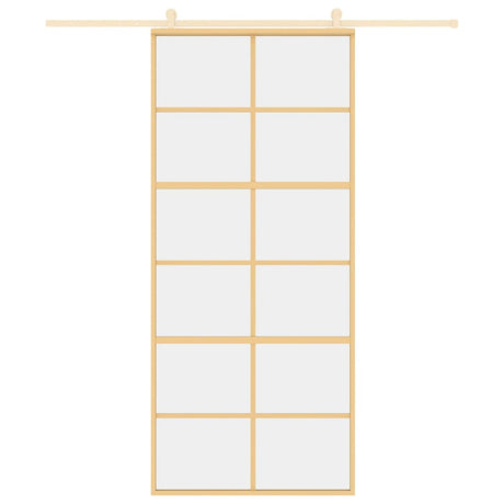 Vidaxx porte coulissante 90x205 cm verre ESG clair et aluminium doré