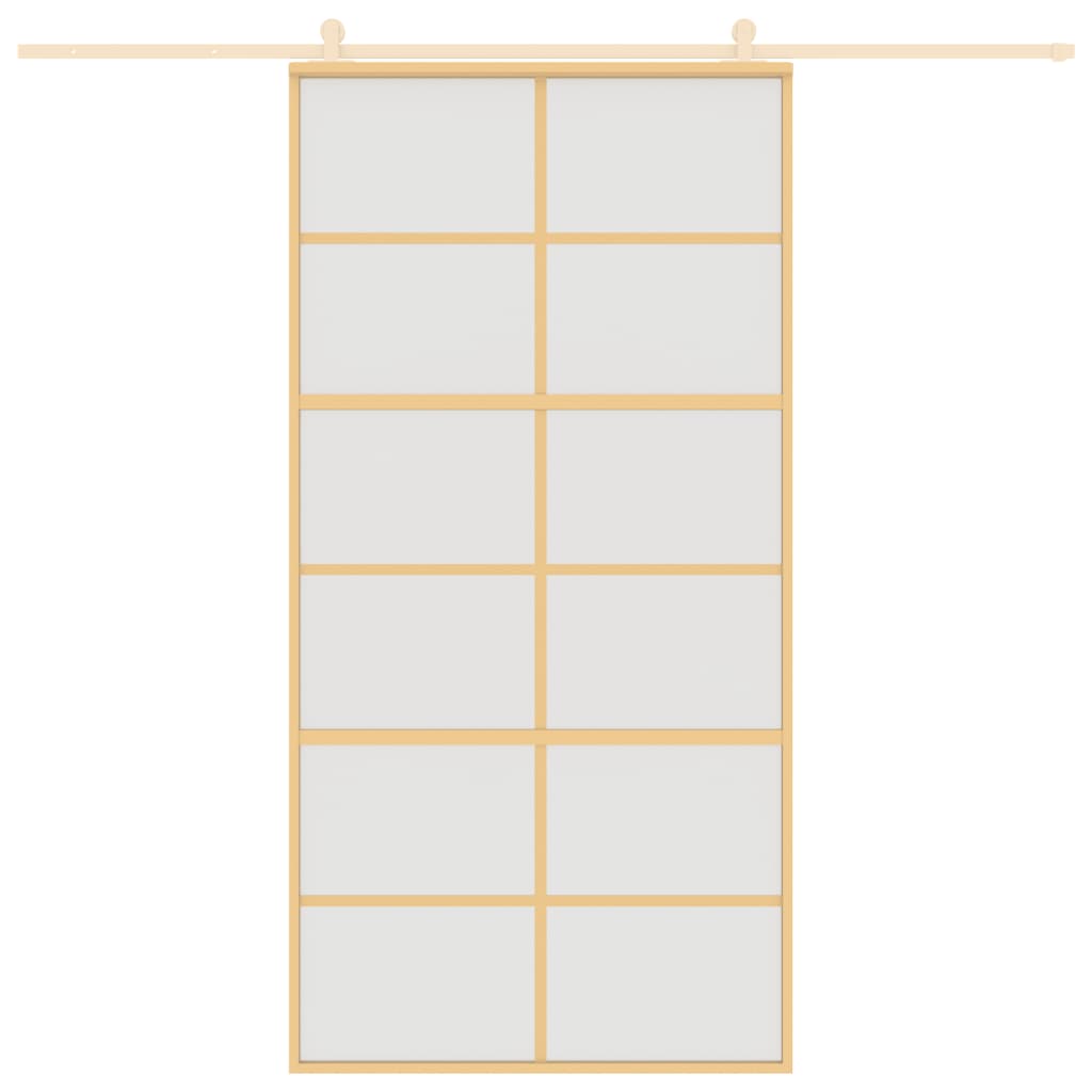 Puerta corredera de Vidaxl 102.5x205 cm de vidrio ESG mate y dorado de aluminio