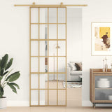Vidaxx porte coulissante 76x205 cm verre ESG clair et aluminium doré