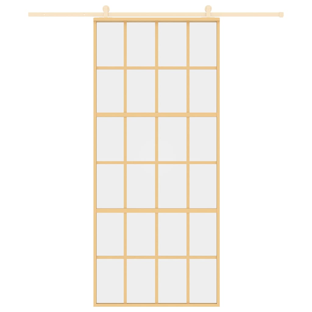 Vidaxx porte coulissante 90x205 cm verre ESG clair et aluminium doré