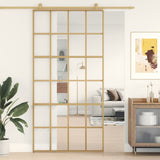 VidaXL sliding door 102.5x205 cm Clear ESG glass and aluminum gold color