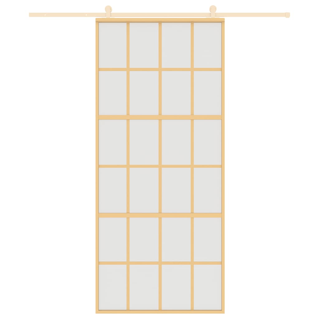 VidaXL Porte coulissante 90x205 cm verre ESG mat et aluminium doré