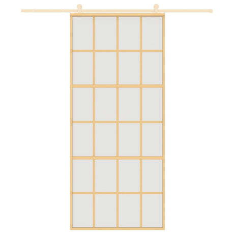 VidaXL Porte coulissante 90x205 cm verre ESG mat et aluminium doré