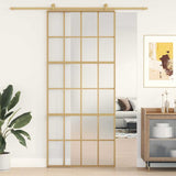 VidaXL Porte coulissante 90x205 cm verre ESG mat et aluminium doré