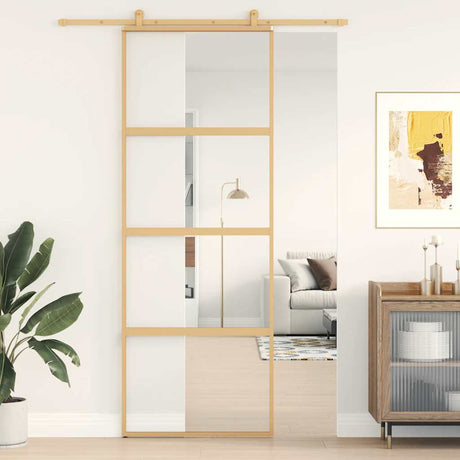 Vidaxx porte coulissante 76x205 cm verre ESG clair et aluminium doré